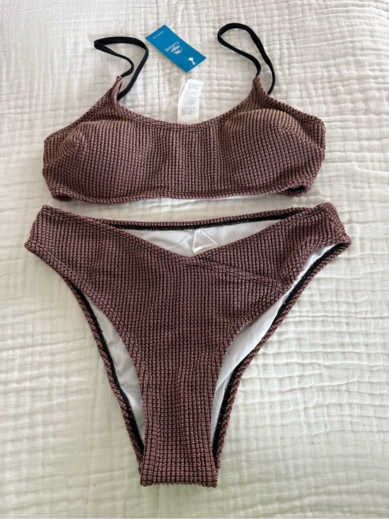 Cupshe Other - NWT CUPSHE Rib Mineral Wash Scoop Neck Top & Hipster Bikini Set Size Small
